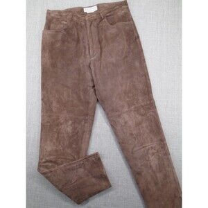 MARGARET GODFREY Suede Style 100% Leather Pants Women's 32" Waist Brown Western